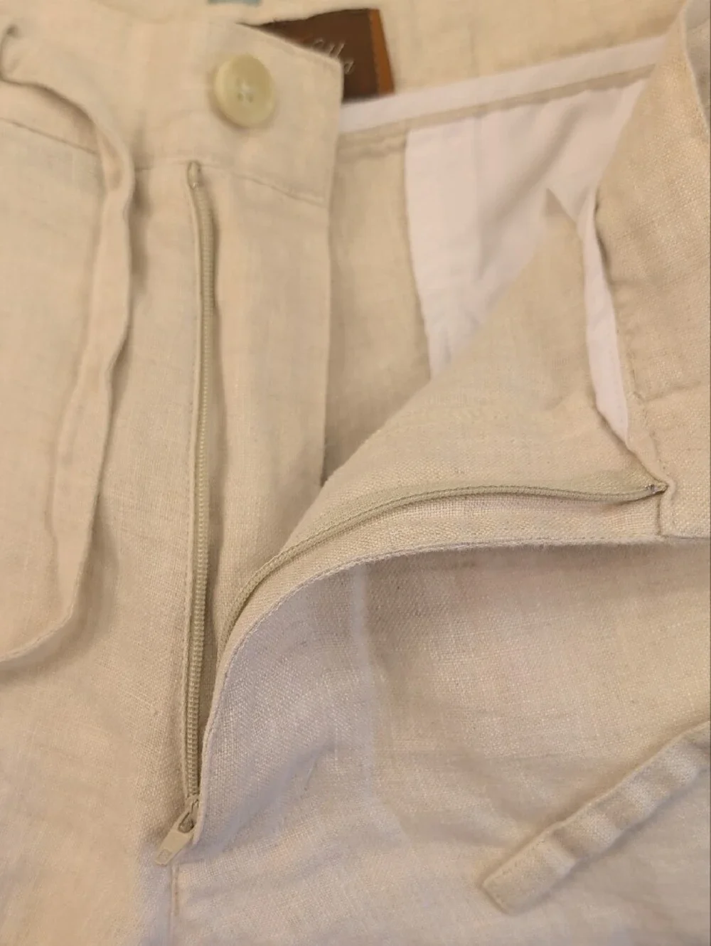 Tasso Elba Men’s Linen Pants Size M | Cream Drawstring